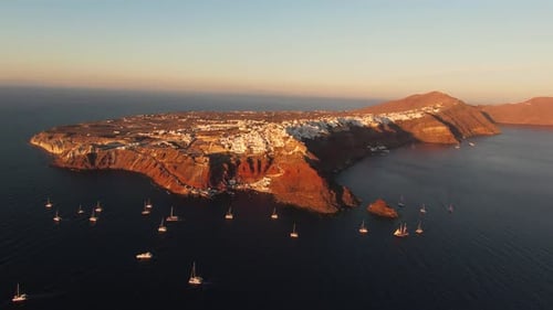 Breathtaking Aerial View of Santorini at Golden Hour