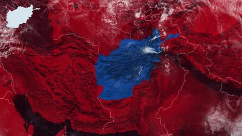 Afghanistan Map Red Color