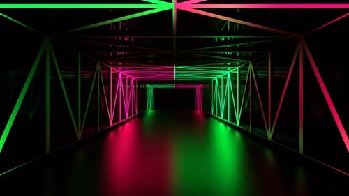 Turquoise And Pink Gridded Mirror Corridor Background Vj Loop In 4K
