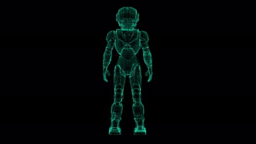 Diseño robótico futurista en animación alámbrica 3D