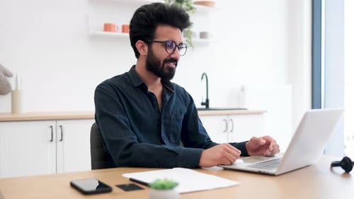 Adult Man On A Video Call at Home