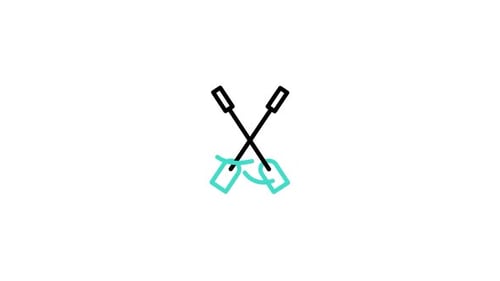 Animated Crossed Paddles Line Art Icon