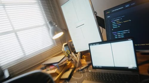 Asian Software Developer Testing App on Tablet in Home Office