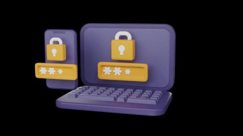 Icono 3D de autenticación de dos factores de un bucle alfa del concepto de ciberseguridad