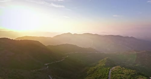 Sunset Horizons Aerial Perspectives of Breathtaking Mountain Landscapes