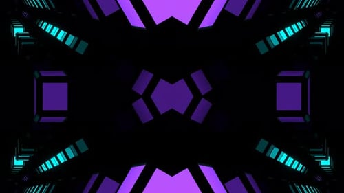Purple And Turquoise Geometric Mirror Abstract Neon Background Vj Loop In 4K