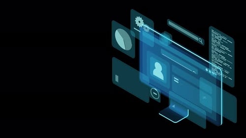 Animated Isometric Monitor Data Interface