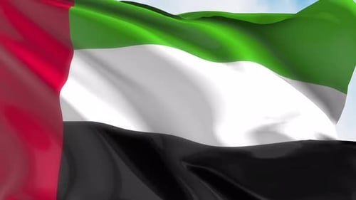 Realistic Waving Flag of United Arab Emirates Background