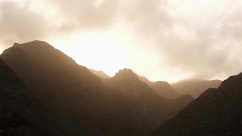 Beautiful Mountains View in Fog on Tenerife Canary Islands