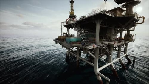 Aging Oil Rig Platform in the Ocean