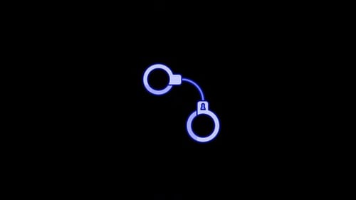 Glowing Handcuffs Neon Line Icon Animation