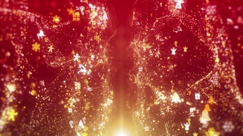 Festive Glowing Christmas Icons Particles Loop Background