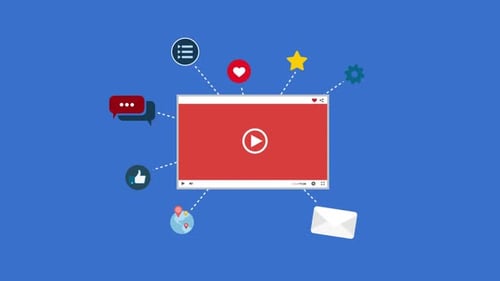 Animated Online Video Player with Social Media Engagement Icons