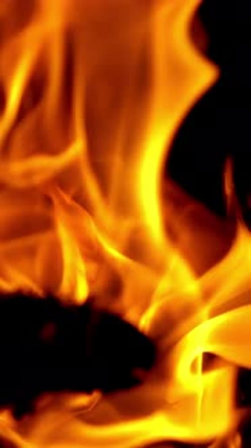 Bright Flames Dancing Against Dark Background
