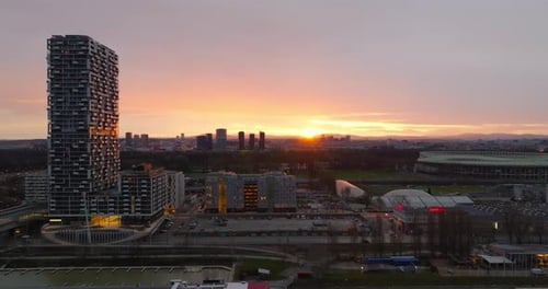 Aerial View Cityscape Sunset in Vienna Austria