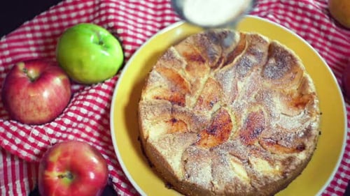 Delicious apple pie with a sprinkle of sugar