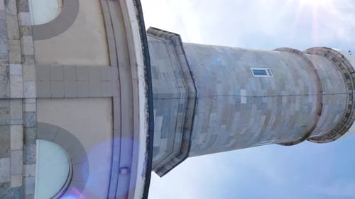 Vertical shot of huge Lighthouse in Spain-4K