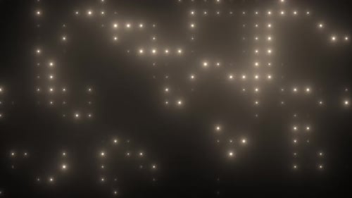 Abstract loop glowing yellow gold disco wall with light bulbs