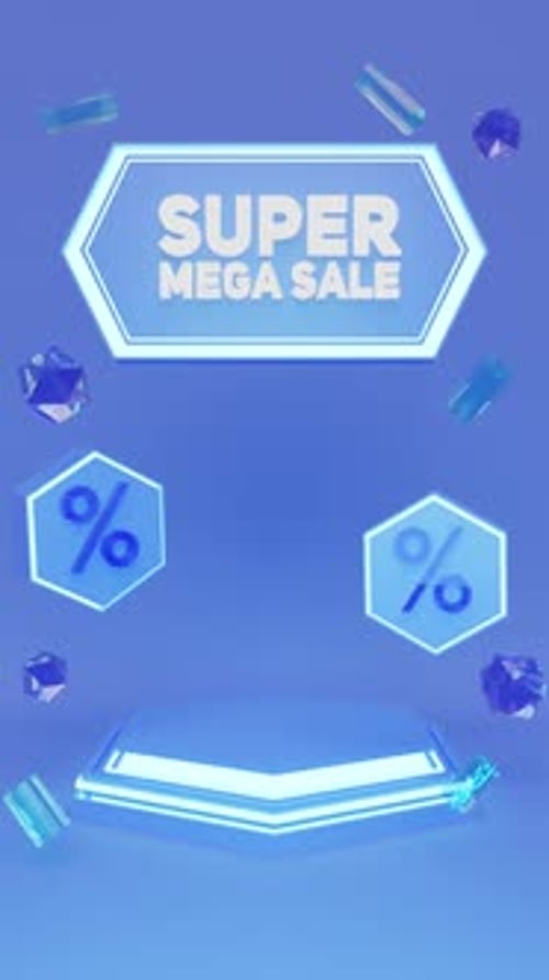 Animated Vertical Super Mega Sale Promotion with Modern Elements