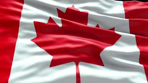 Realistic Canadian Flag Waving Seamless Loop Background