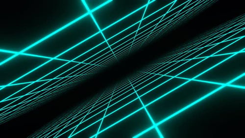 Türkisfarbener Hintergrund mit unendlicher Neongitterzone, VJ Loop In 4K