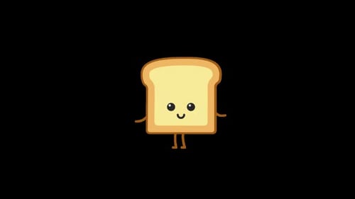 Cute Animated Toast Character Winks And Dances