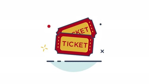 Animated Flat Design Tickets Icon for Events