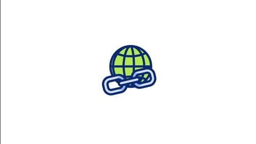Animated Globe and Chain Link Connection Icon