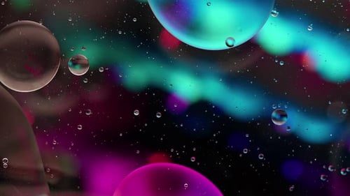 Abstract Liquid Spheres with Colorful Background Lights