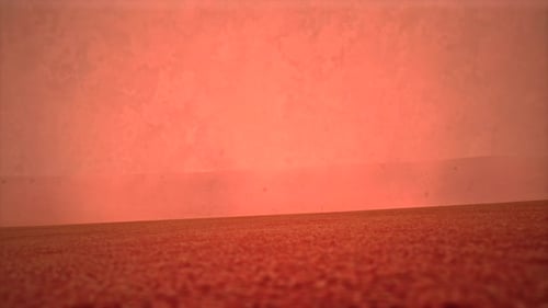 Vibrant Red Desert Landscape with Distant Mountains with Calm Storm 01