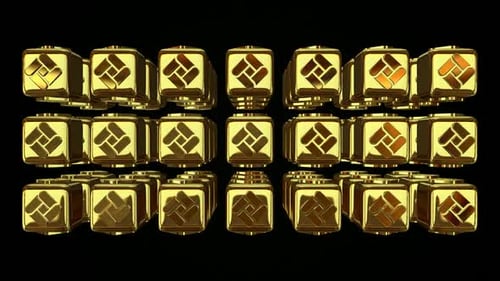 Luxurious Golden Cubes with Geometric Patterns in a Dynamic Wave Animation