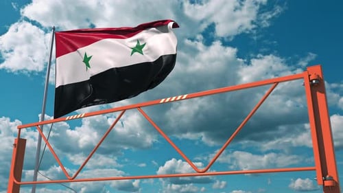 Flag of Syria and Swing Arm Barrier