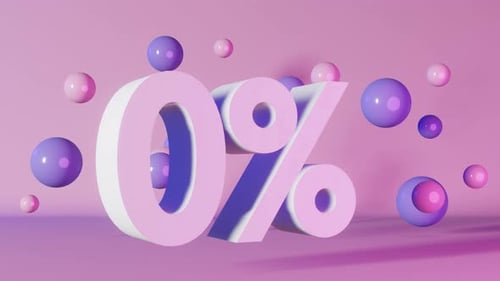 Animated 3D Zero Percent Symbol with Spheres