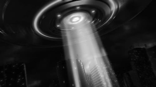 Ufo Mothership Schwarz-Weiß 01
