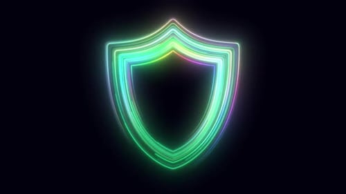 Abstract Neon Shield Icon Loop Animation