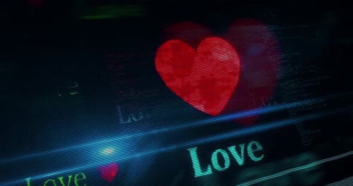 Digital Love Heart Glitch Animation Background