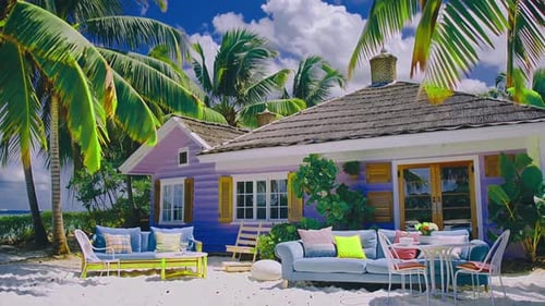 Dreamy beach house getaway with ocean views and relaxing outdoor seating area