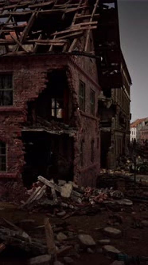 Devastated Building Reduced to Rubble