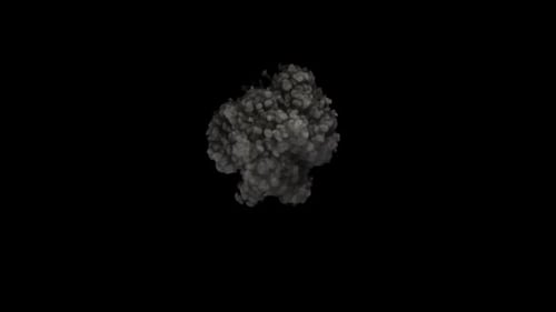 Large smoke clouds explosion top down view