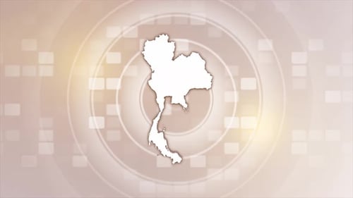Animated Thailand Map Outline Drawing with Geometric Background