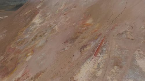 Aerial view of a volcanic hot spring, Namafjall Hverir, Iceland.
