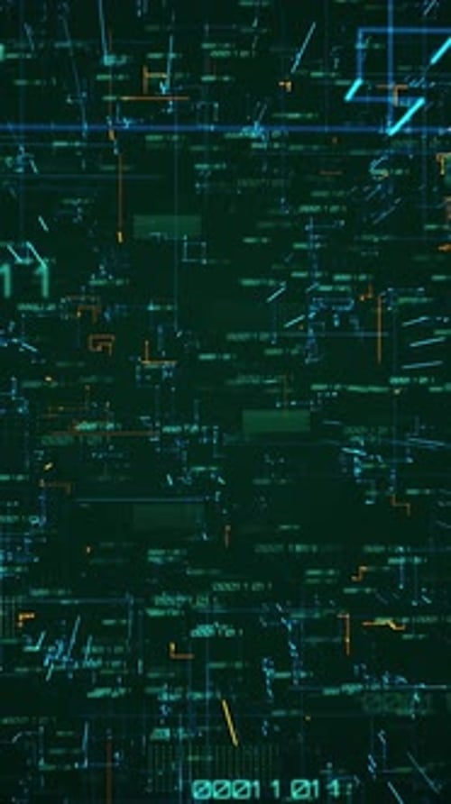 Vídeo vertical Animación CG sofisticada con Código Binario