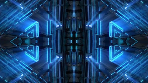 Abstract Futuristic Neon Geometric Light Tunnel Background