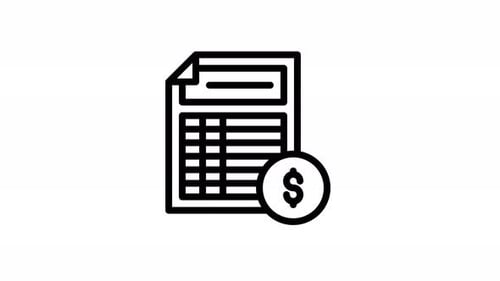 Animated Financial Document Icon with Dollar Sign