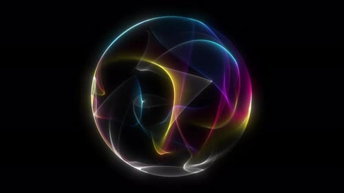 Abstract Energy Sphere Animation with Flowing Colorful Lines