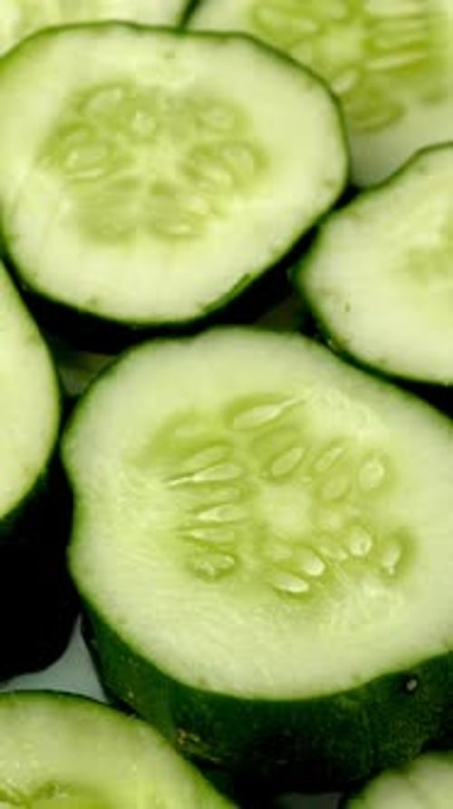 Cucumber Slices Close Up Display