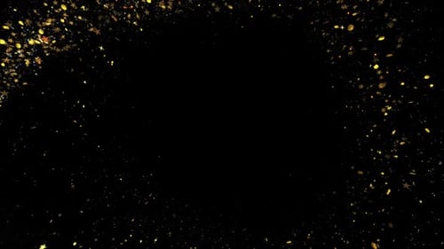 Golden Glitter Flight with Shining Gold Light Particles Trail