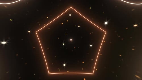 Modern Geometric Glowing Pentagons Tunnel Loop Background