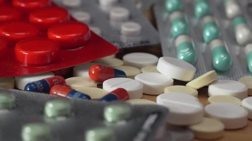 Collection of Pills and Capsules Close Up