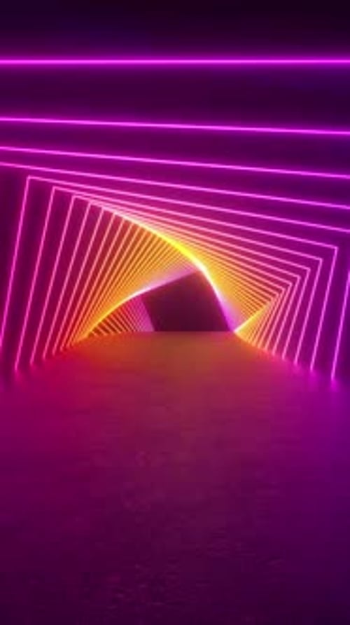 Futuristic Neon Geometric Tunnel Loop Background